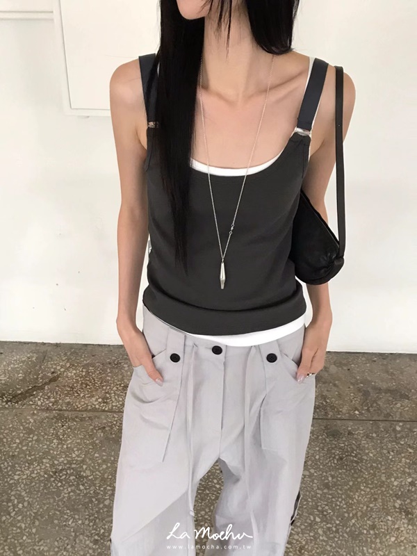 黑扣抽繩西裝工作褲